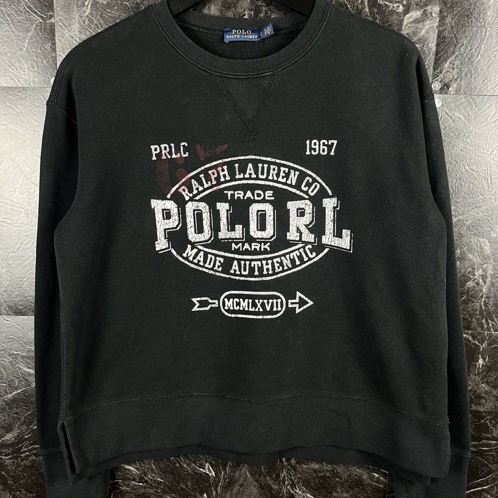 Polo Ralph Lauren Women's Black Vtg Spell Graphic Sweatshirt Small